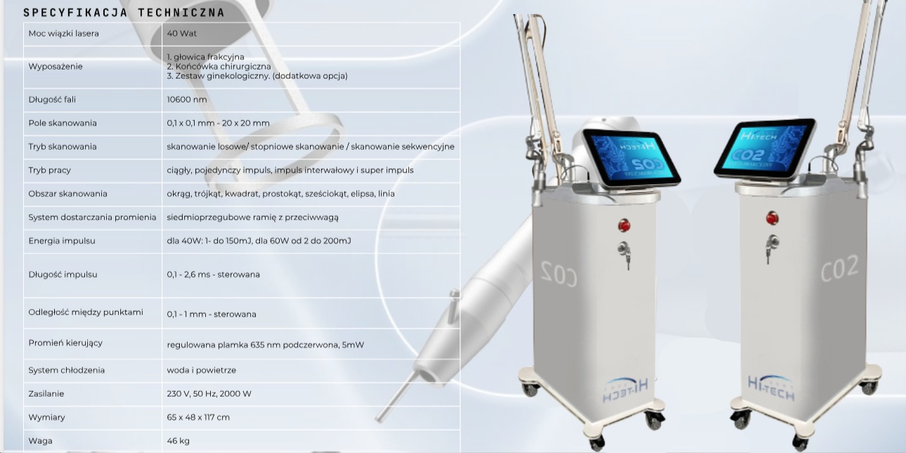 Laser CO2 do zabiegów dermatologicznych i ginekologicznych z touchscreen, moc 40 W, do klinik medycznych