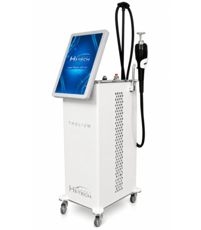 Profesjonalny laserowy urządzenie Thulium HiTech na kółkach z ekranem dotykowym i ręcznym aplikatorem do zabiegu